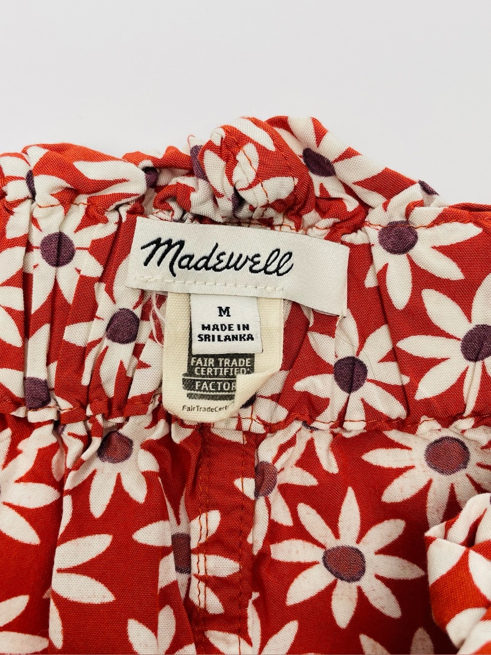 Madewell Orange Cream Floral Button Front Ruffle Stretch Waist Flowy Mini Skirt - Picture 3 of 8